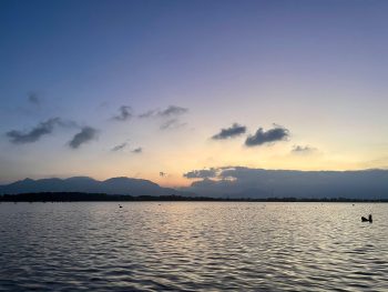 hoàng hôn trên đầm thủy triều cam ranh